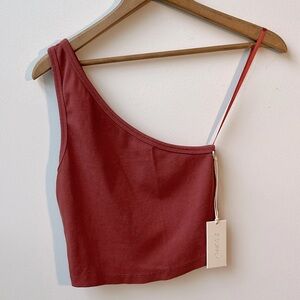 Z SUPPLY Women's Toni One Shoulder Rib Cropped Tank Size Small